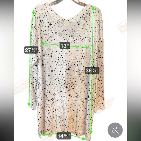 Soma Sz XL Cool Nights Black White Star Pattern V-Neck Nightgown Loungewear - Picture 9 of 9